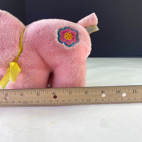 Vintage 1984 Amtoy Baby Soft Touch Plush Pink Elephant Music Box - Picture 10 of 10
